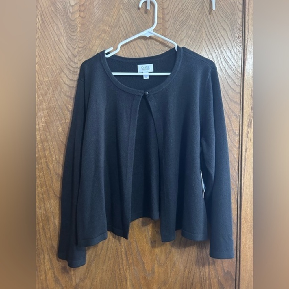 Croft & Barrow 1X black button front long sleeve sweater shrug NWT